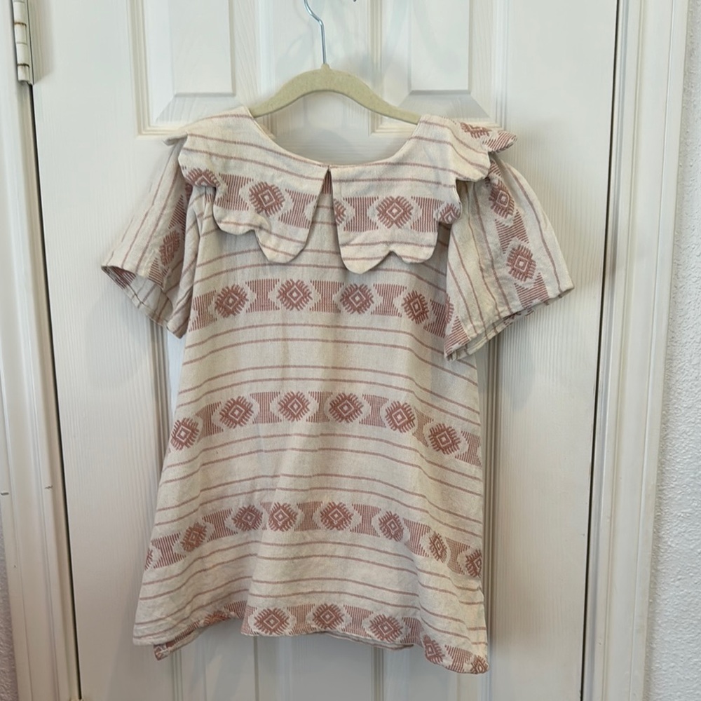 Folklore Boho Top with Pink Stripes